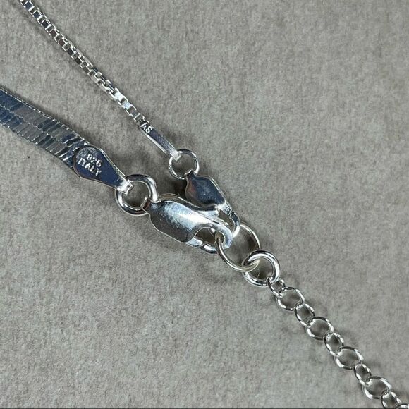 NEW Set  925 Sterling Silver Herringbone Snake Box Chain + Extender Necklace - Picture 8 of 14